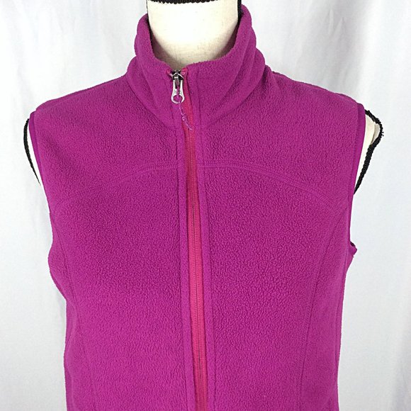 Eddie Bauer Polartec Fleece Vest Womens Size Medium Magenta Full Zip Pockets - Picture 5 of 8